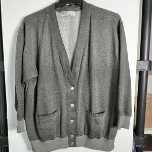 Vintage Jennifer Moore Women's XL Gray Button Front Cardigan Sweatshirt *READ